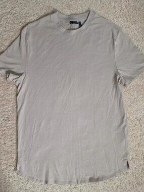 ASOS Design Mens Size Large Longline Muscle Fit T-Shirt Curved Hem Tan